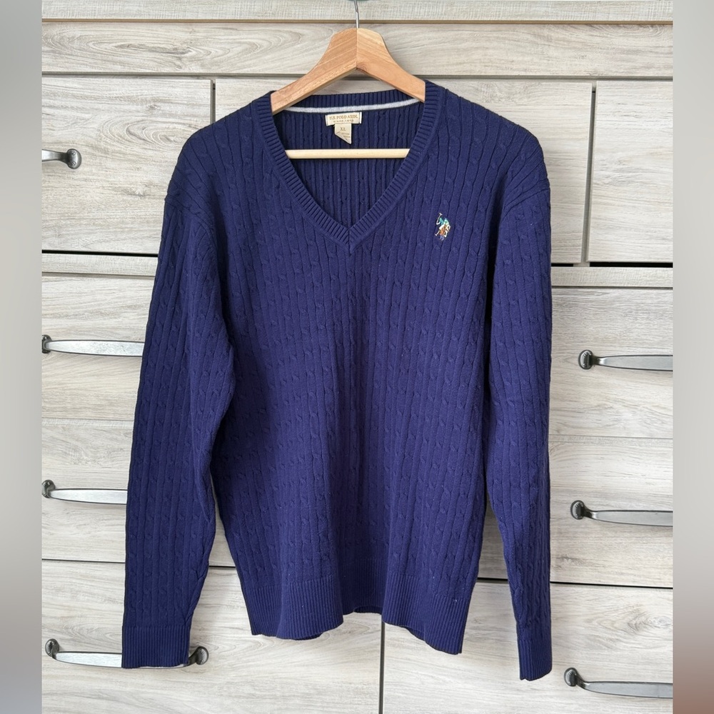 US Polo Assn. Women’s Mini Cable V-Neck Lightweight Sweater Size XL